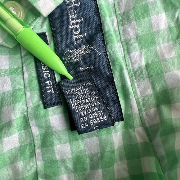 Ralph Lauren Men's XL Classic Fit Green White Plaid Long Sleeve ButtonDown Shirt - Picture 5 of 10
